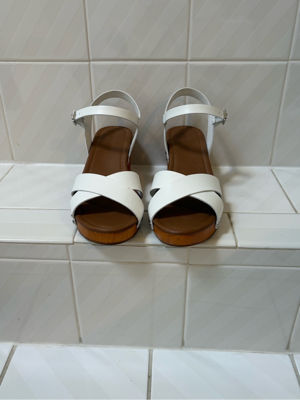 Cushionaire White Ankle-Strap Block Heel Sandal - Picture 4 of 12
